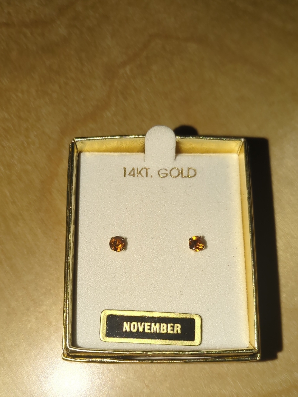 14KT Gold Citrine Stud Earrings - Warm Golden Orange